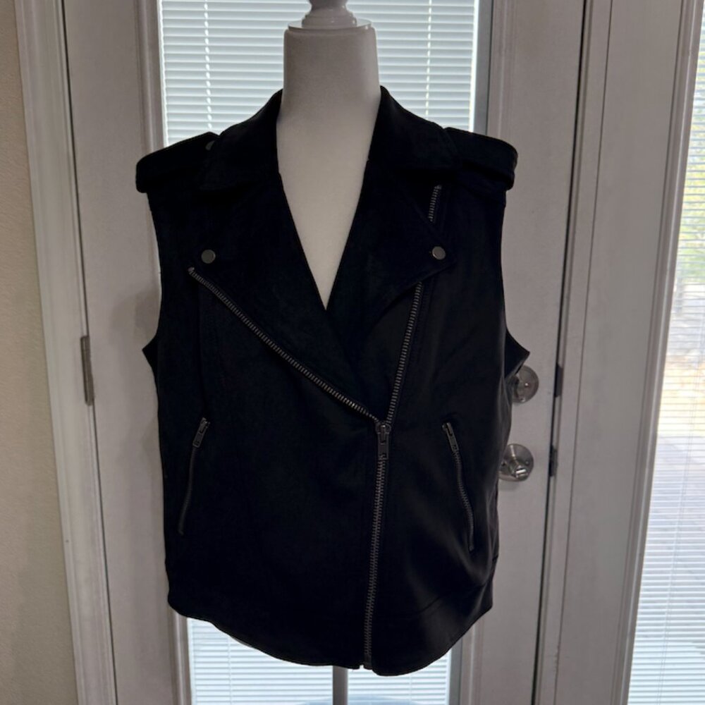NWT Philosophy Faux Leather Black Vest SZ XL